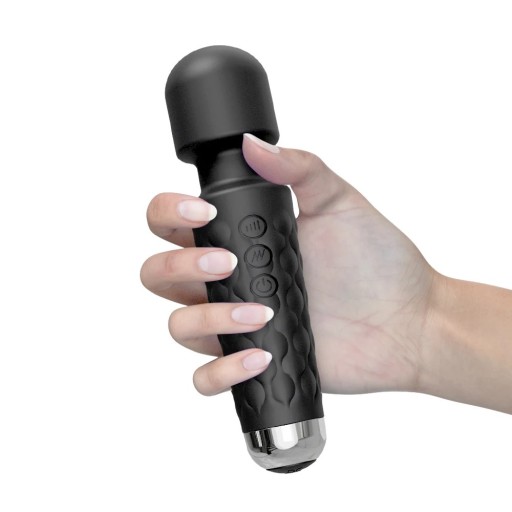 Vandtæt silikone massagehoved Magic Wand vibrator med 20 hastigheder, 4 intensitetsniveauer og 360° justerbart hoved, diskret emballage