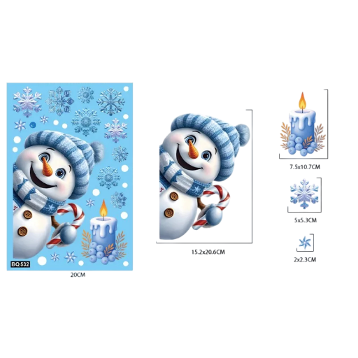 Vánoční samolepky na okno 20 x 30 cm Modré nálepky s vánočními motivy Sněhové vločky Dekorace na sklo Znovupoužitelné okenní ozdoby