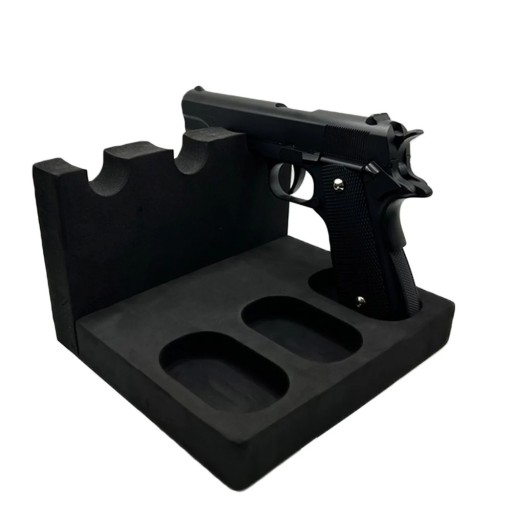 Vapenställ 3 slotter kompakta mått 20×18×3 cm EVA-skum svart hållare för överskådlig och säker förvaring av pistoler