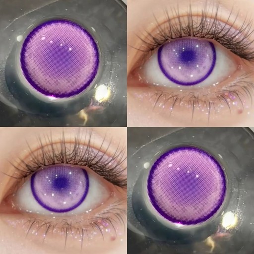 Värilliset kontaktit, siniset ja violetit, pehmeät hydrogeeliset anime-efekti, täysi peittävyys, halkaisija 14,5 mm, 6 kuukautta