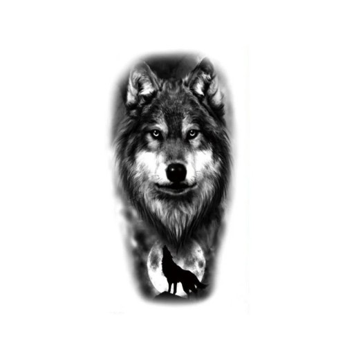 Vedenpitävä väliaikainen tatuointi 21 x 11,4 cm Susi ulvoo kuuta Luonnon symboliikka Eläinkuvio Villiaihe Helppo kiinnittää Kestävä tatuointi