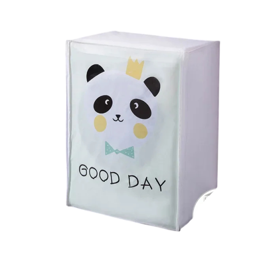 Védőburkolat oldalt töltött mosógéphez 62 × 55 × 86 cm Fehér-átlátszó panda mintával Cipzáras záródás
