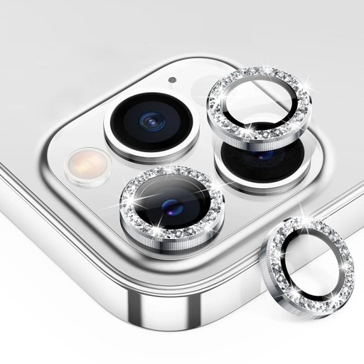 Védőüveg a hátlapi kamerához iPhone 11 Pro Max-hoz, kövekkel díszített keret