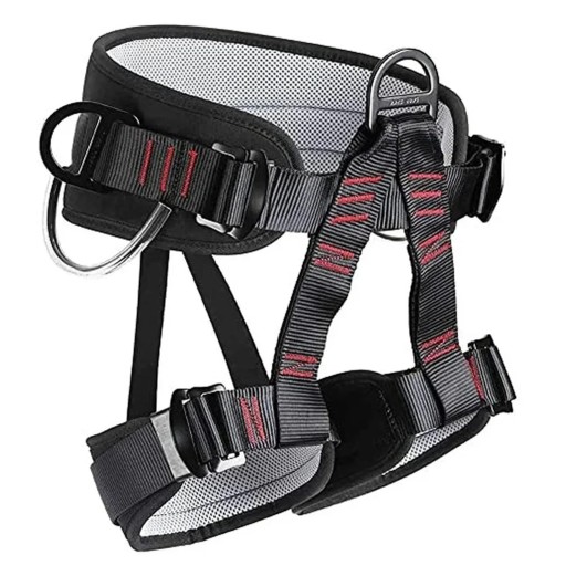 Veiligheids harnas voor bouwvakkers met D-ringen Tailleband 14 cm Beugels 8,99 cm Polyestervezel Zwart-grijs Voor klimmen en wandelen