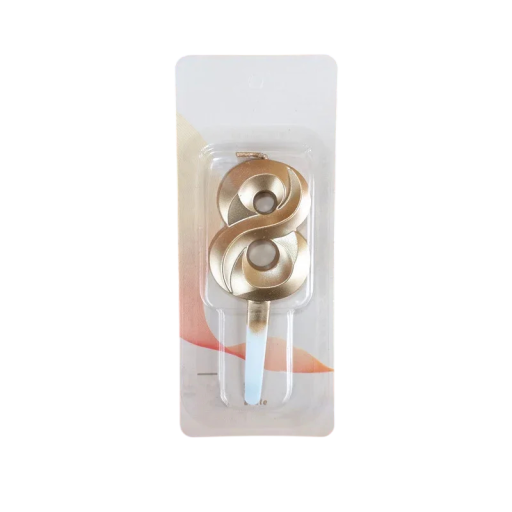 Vela de bolo número 8 dourada brilhante aproximadamente 5 x 3,5 cm decoração para bolos para festas de aniversário, aniversários e ocasiões festivas