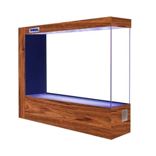 Veľké stojacie akvárium 140 x 35 x 130 cm Obdĺžnikové domáce akvárium s dreveným vzorom LED svetlo Filtrácia Displej Ekologická priečka