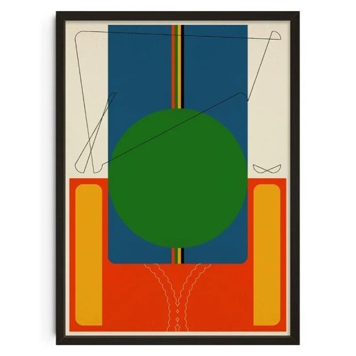 Veľkoformátový plagát na stenu geometrické farebné tvary 40 x 60 cm tlač na plátno viacfarebný abstraktný dekorácie do bytu bez rámu