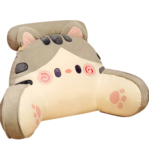 Velký opěrný polštář na záda a sezení 75 × 50 cm měkká polštářová opěrka šedobéžová na gauč i postel pro pohodlný odpočinek