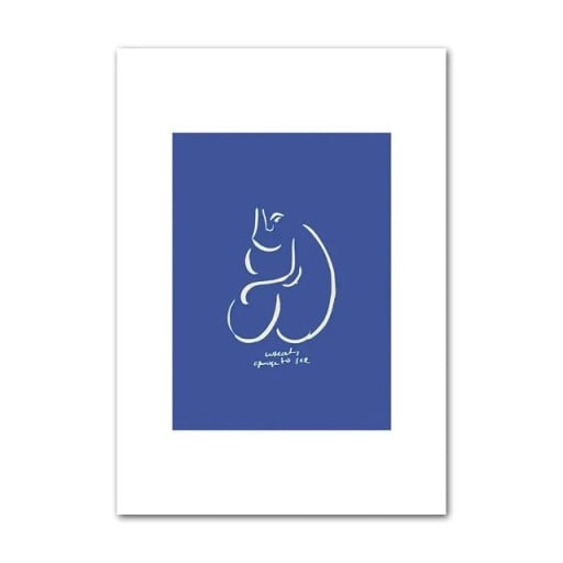 Velký plakát na zeď abstraktní linie na modrém podkladu 50 × 70 cm tisk na plátno modro bílý minimalistický obraz dekorace