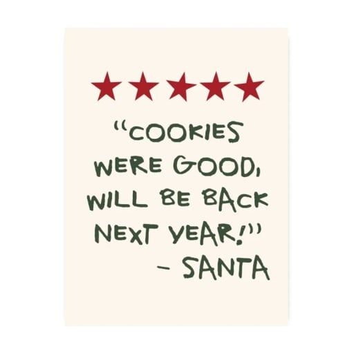 Velký vánoční plakát na zeď nápis o sušenkách 50 × 75 cm tisk na plátno béžové pozadí s červenými hvězdami dekorace bez rámu