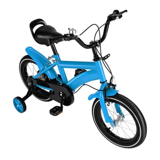 Vélo d'enfant avec roues stabilisatrices et selle réglable, 14 pouces, chaîne couverte et sonnette, pour garçons et filles de 2 à 5 ans