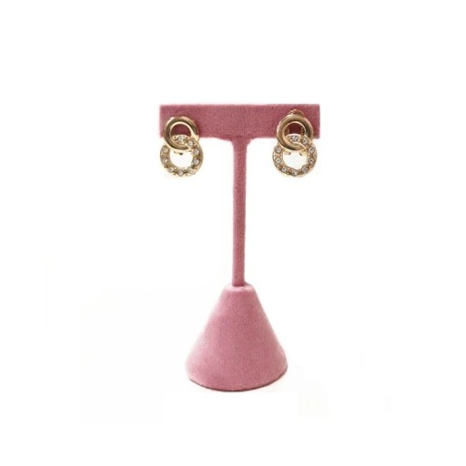 Velvet Earring Stand T-Shape 10 × 4 cm Pink Velvet Jewellery Display Holder