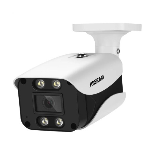 Venkovní biztonsági IP kamera PoE 8MP 4K éjjellátóval és mikrofonnal, 3,6 mm-es objektív, fém ház, fehér, otthoni és üzleti használatra