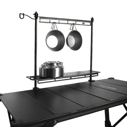 Venkovní hliníkový úložný stojan 48×46 cm nosnost 10 kg lehká konstrukce 767 g organizér na kempingový stůl