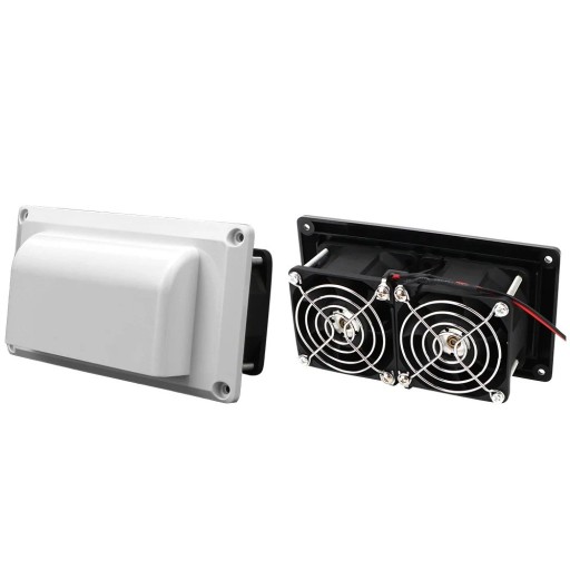 Ventilador lateral 12V para autocaravanas, barcos y yates 25W ventilador de extracción de plástico abertura de ventilación 150x80x75mm en color blanco y negro