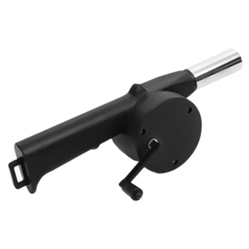 Ventilador manual portátil com manivela para acender fogo rapidamente. Prático soprador de ar para grelhados, campismo e cozinha ao ar livre