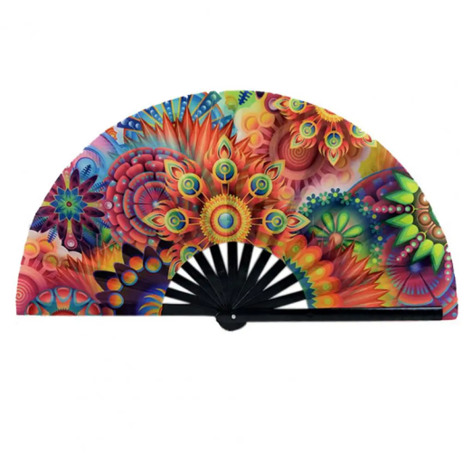 Ventilator pliabil fluorescent, 33 cm, evantai din țesătură din bambus, ventilator de dans elegant, accesoriu pentru costume pentru decorare