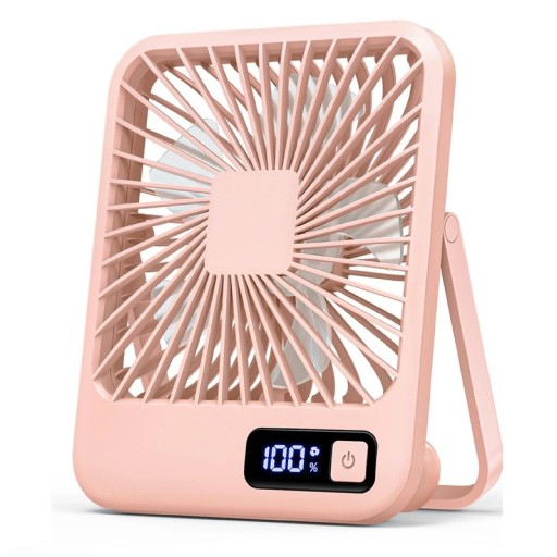 Ventilatore USB portatile pieghevole 16,5×13,5 cm Ventilatore da tavolo inclinabile con display e 5 velocità Ventilatore personale ultra silenzioso in ABS inclinazione 180°