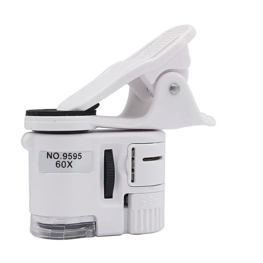 Vergrootglas met 60x vergroting LED en UV-licht Draagbare microscoop met telefoonclip Bankbiljetauthenticatie Gedetailleerde observatie