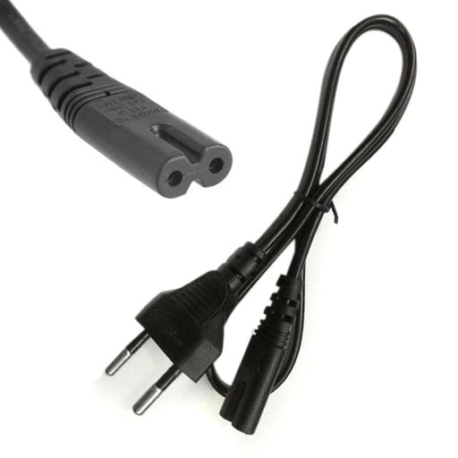 Verkkovirtakaapeli 0,6 m Europistoke ja C7-kahdeksikkoliitin Kameran latureille ja kannettavien tietokoneiden adaptereille Kupari ja PVC Musta