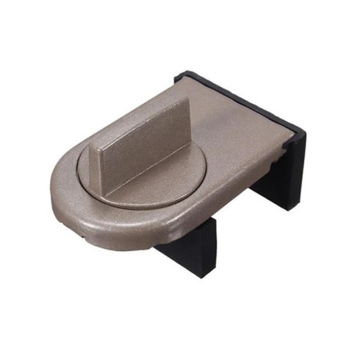 Verrou de sécurité pour fenêtre coulissante avec bouton rotatif Installation sur le rail Plastique ABS Couleur gris-brun Dimensions 6 x 3,7 x 2,3 cm