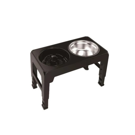 Verstelbare verhoogde standaard voor honden en katten 44 x 24 x 8 cm Slow feeder voerbak RVS waterbak Tegen braken en winderigheid