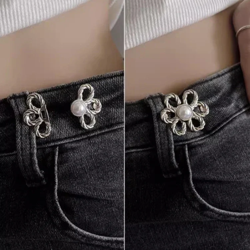 Verstellbare Taillenschnalle aus Metall in Blumenform, Hosenfestziehen, kein Nähen, dekorative Schnalle für Jeans, Röcke, Shorts, Schnellverschluss