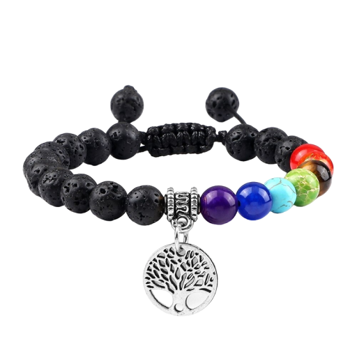 Verstellbares Lavastein-Sieben-Chakra-Armband