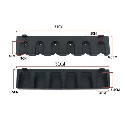 Verticale houder voor vissershengels 6 posities 31 × 6,5 cm EVA materiaal zwart wandsteun voor overzichtelijke opslag van hengels