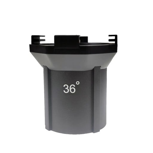 Vervangbare optische lens 36 graden voor kegelvormige fotografische buis snoot met Bowens bajonet breder gefocust lichtbundel grijs plastic