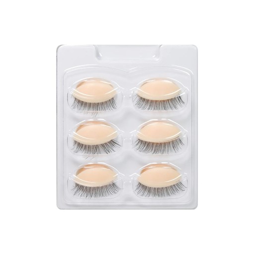 Vervangende kapjes met wimpers van zacht PVC voor wimpertraining 6 paar Mix van lengtes en dichtheden Afneembare kapjes voor oefenhoofden Cosmetische training