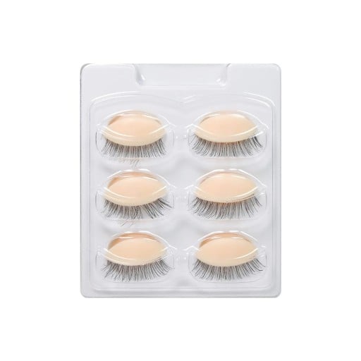 Vervangende kapjes met wimpers van zacht PVC voor wimpertraining 6 paar Mix van lengtes en dichtheden Afneembare kapjes voor oefenhoofden
