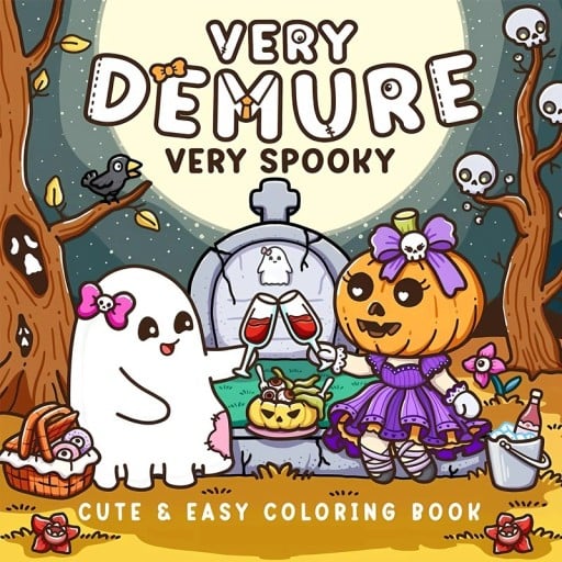 Very Demure Omalovánkok könyv aranyos és félelmetes Halloween motívummal 20×20 cm