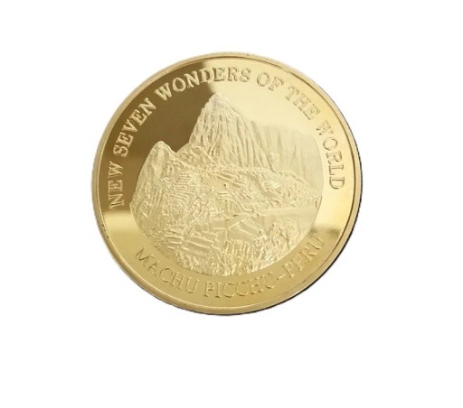 Verzamelmunten 4 cm verguld met de Zeven Wonderen van de Wereld Machu Picchu Peru gedenkwaardige decoratieve munten voor verzamelaars