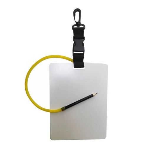 Vesiallas kirjoitustaulu 20 x 14,6 cm Kirjoitusalusta lyijykynällä Vedenkestävä muistiinpanovihko Viestintäväline sukeltajille teknisessä ja virkistyssukelluksessa