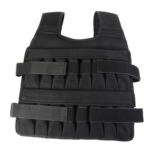 Vestă de greutate 15 kg pentru antrenament de forță și condiționare fizică, vestă de antrenament neagră cu buzunare duble, vestă sport reglabilă