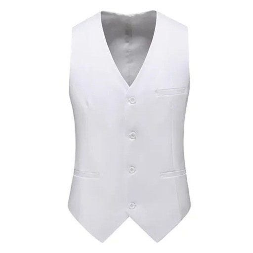 Vestă elegantă pentru bărbați cu nasturi, cu buzunare și buzunar pe piept Vestă de ocazie într-o singură culoare Diverse culori Stil formal Poliester