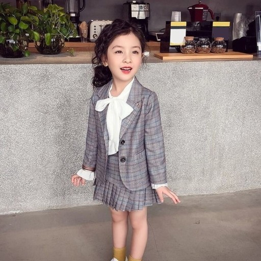 Veste, chemisier et jupe pour fille L1454