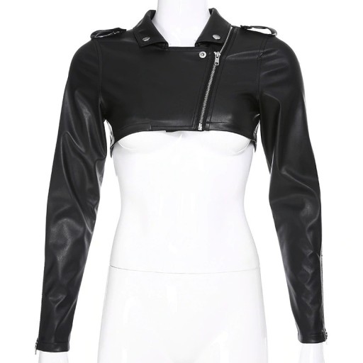 Veste crop top en simili cuir pour femme