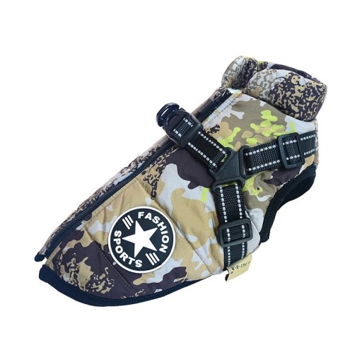 Veste d'hiver chaude pour chiens avec harnais Veste rembourrée et imperméable pour chiens Vêtement résistant à l'eau pour petits et grands chiens Manteau isolé pour chiens