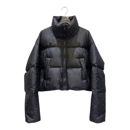 Veste d'hiver courte pour femme avec des pierres et un col montant matelassé volumineux à manches longues pour l'hiver en ville