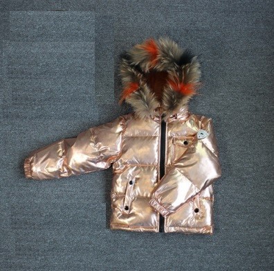 Veste d'hiver dorée pour fille avec fourrure