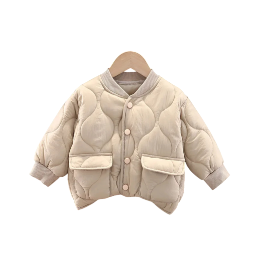 Veste d'hiver pour enfants en polyester et coton Unisex veste chaude à boutons-pression avec poches Veste d'hiver confortable pour enfants Manteau d'hiver chaud