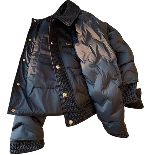Veste d'hiver pour femmes avec col Fermeture à boutons Chaud polyester coton Poches pour les mains Manteau d'hiver confortable Veste tendance