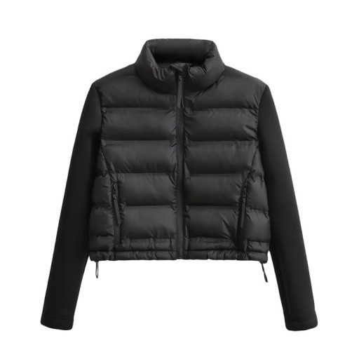 Veste d'hiver pour femmes avec col montant Veste noire chaude à zip avec poches Manteau d'hiver confortable avec col stylé pour un usage quotidien