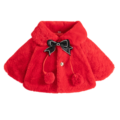 Veste d'hiver pour fille avec col et nœud Manteau en polyester chaud pour petites filles Vêtements d'hiver élégants pour temps froid