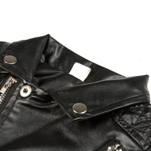 Veste de luxe pour fille en simili cuir - Noir