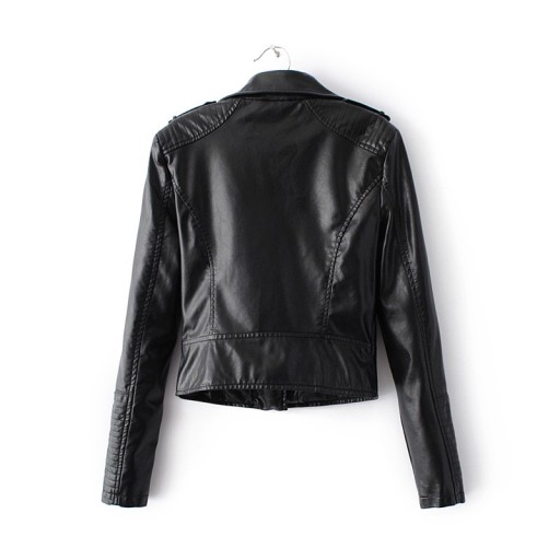 Veste de moto en cuir pour femmes - Noir