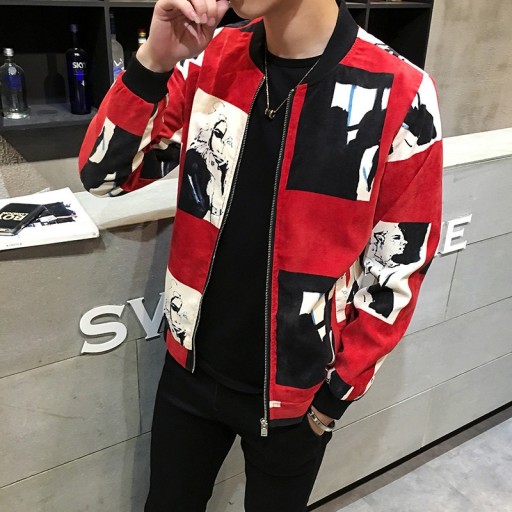 Veste de printemps pour homme avec portraits de femme - Rouge