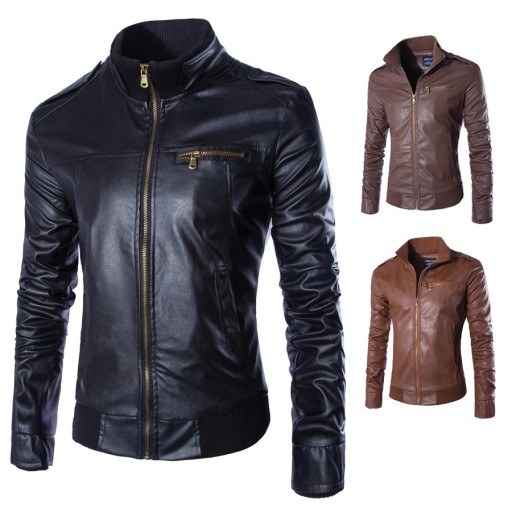 Veste en cuir pour homme avec col J2068